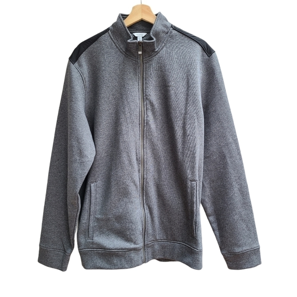 Calvin Klein Zipper Front Cotton Blend Sweatshirt Jacket, Size Large
